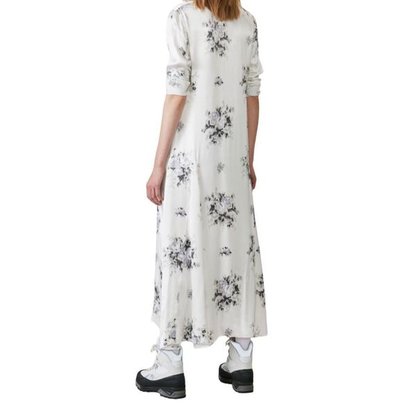 GANNI Cameron Fluted Floral Printed Satin Maxi Dress Size EU 34 US XS - Picture 4 of 12